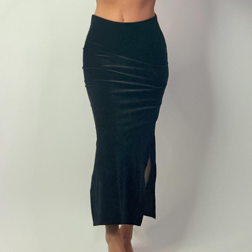 Velvet Navy Blue Maxi Skirt